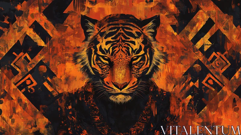 AI ART Modern Geometric Tiger Art