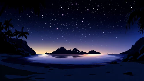 Peaceful Starry Night at the Beach