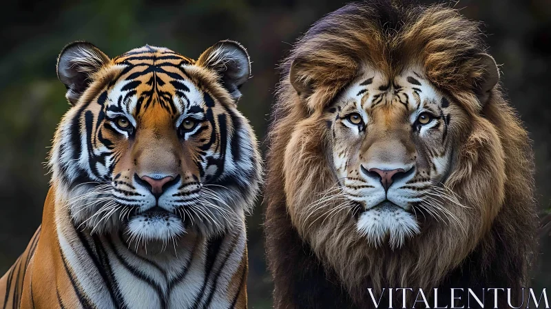 Tiger and Lion Side by Side AI Image