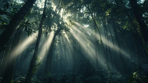 Ethereal Forest with Sunbeams