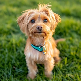 Cute Puppy Sitting on Grass