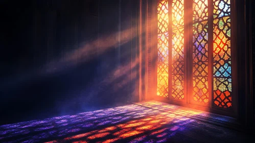 Colorful Light Patterns in an Old Room