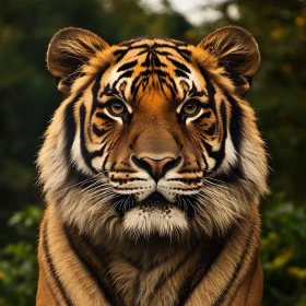 Striking Tiger Face Close-Up