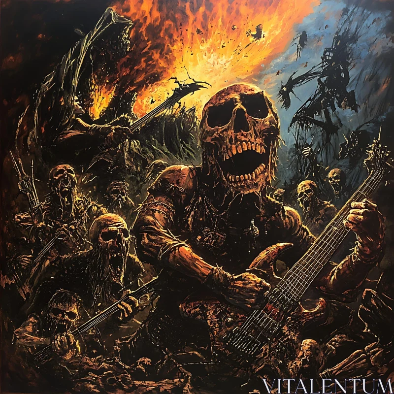 Undead Musicians in a Burning World AI Image