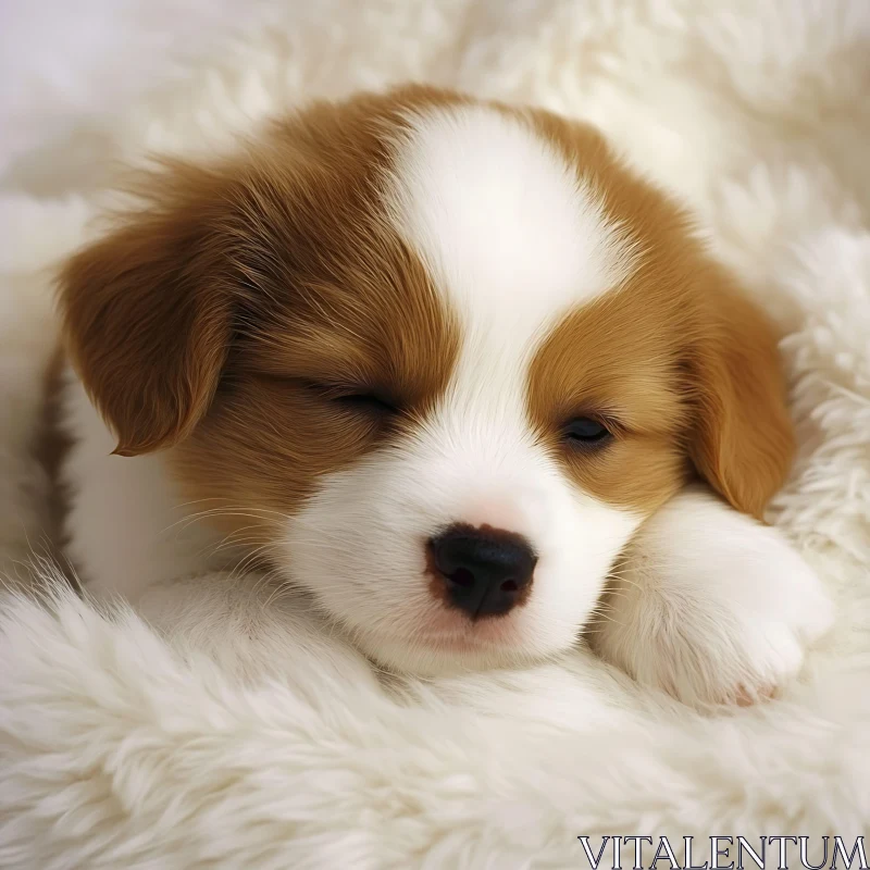 Cute Sleeping Puppy AI Image