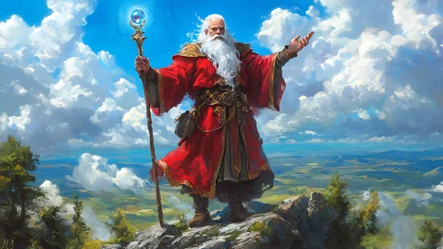 Magical Wizard on Mountain Top