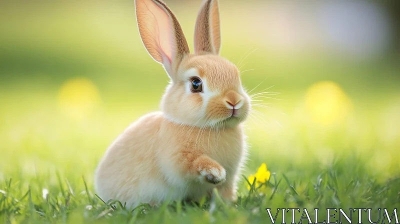 Cute Rabbit in a Field of Flowers AI Image