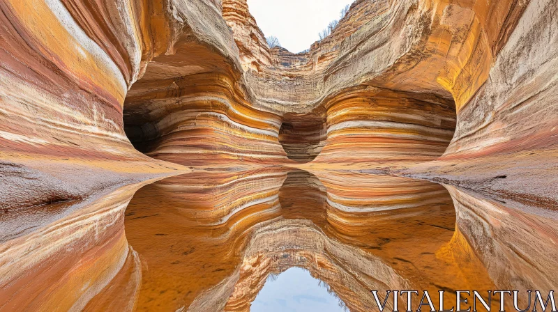 Natural Beauty of Layered Canyon and Reflections AI Image