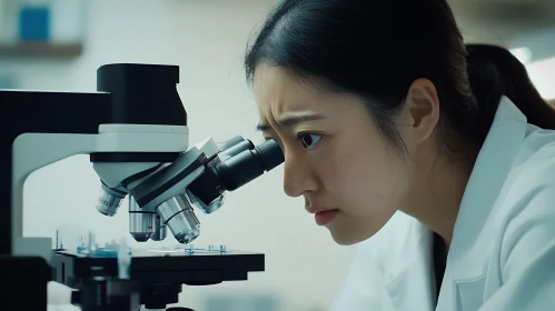 Woman Scientist Analyzing Sample