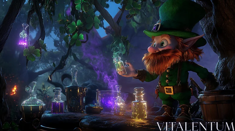 AI ART Whimsical Leprechaun with Potions