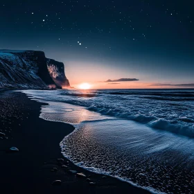 Starlit Beach at Sunset