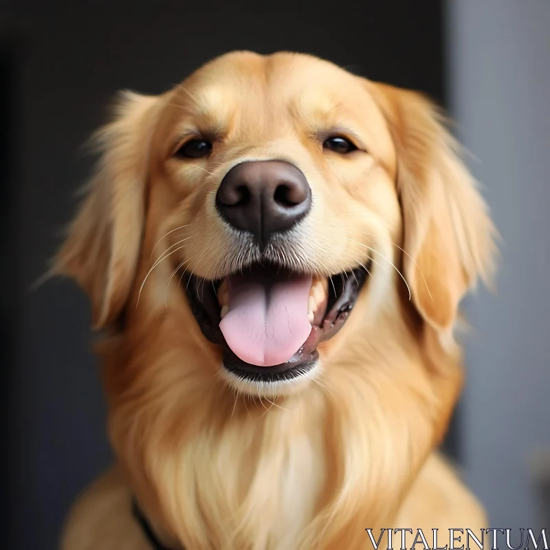 Happy Golden Retriever Close-Up AI Image