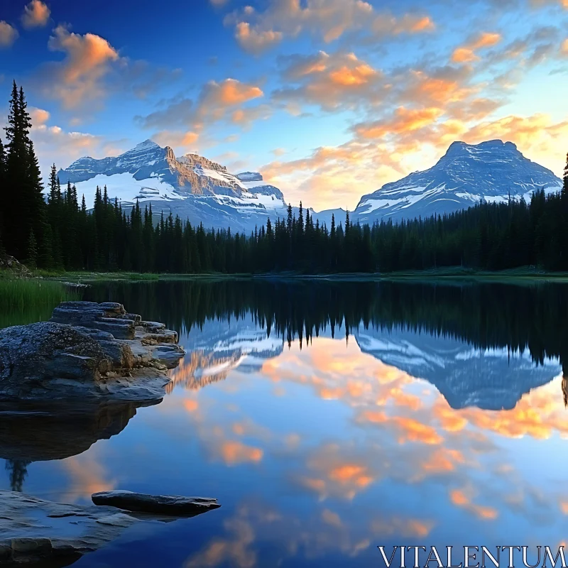 Still Waters: Mountain Reflection Landscape AI Image