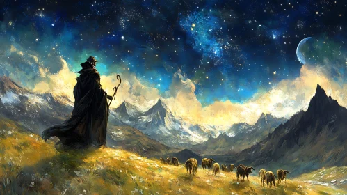 Shepherd Under the Starry Night