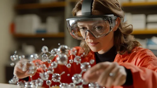 Woman Scientist with Molecular Structure