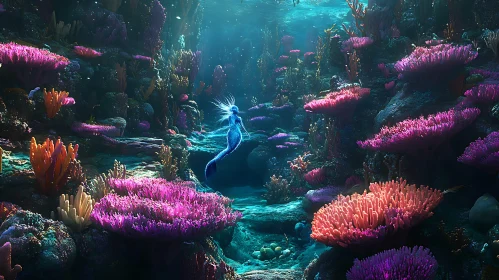 Underwater Mermaid Scene with Colorful Corals