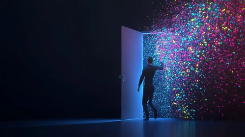 Man Entering Colorful Doorway