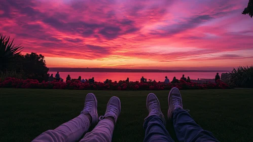 Peaceful Sunset Overlooking Water