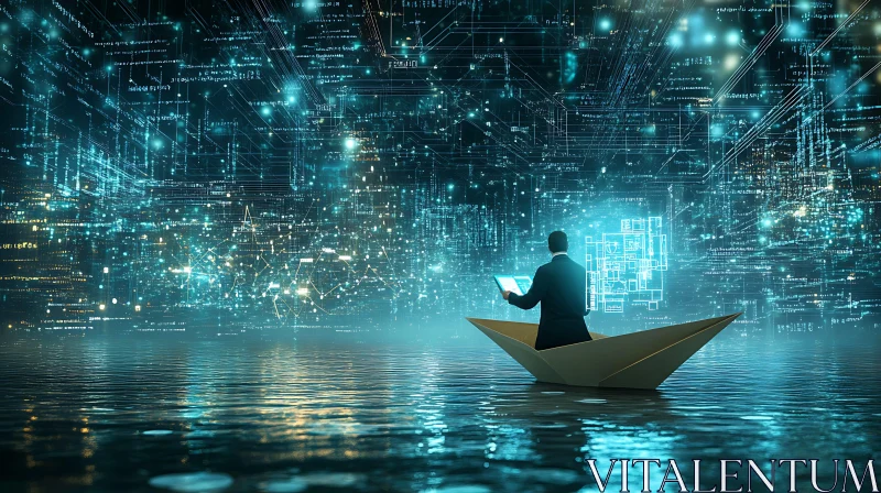 AI ART Navigating the Digital Sea on Paper Boat