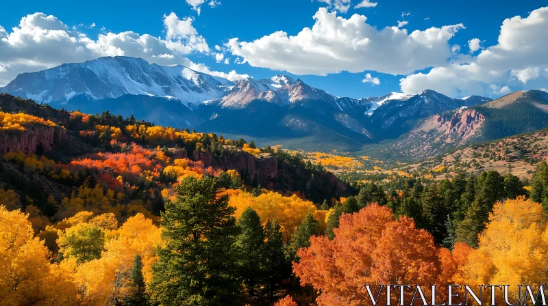 Scenic Autumn Mountain Range Landscape AI Image