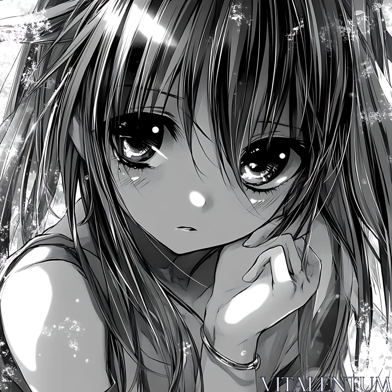 Anime Art Monochrome Girl AI Image