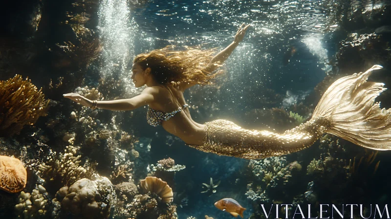 Underwater Mermaid Scene AI Image