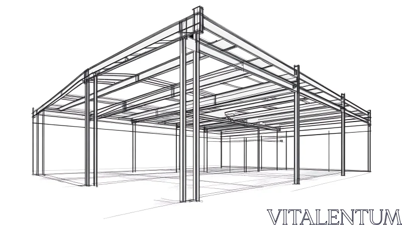 Technical Drawing of Building Framework AI Image