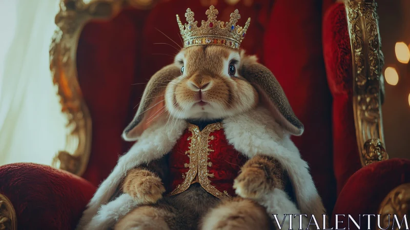 Crowned Rabbit in Regal Attire AI Image