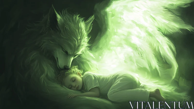 AI ART Dream Guardian: Child's Peaceful Sleep