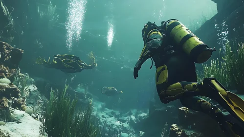 Diver Explores Underwater World