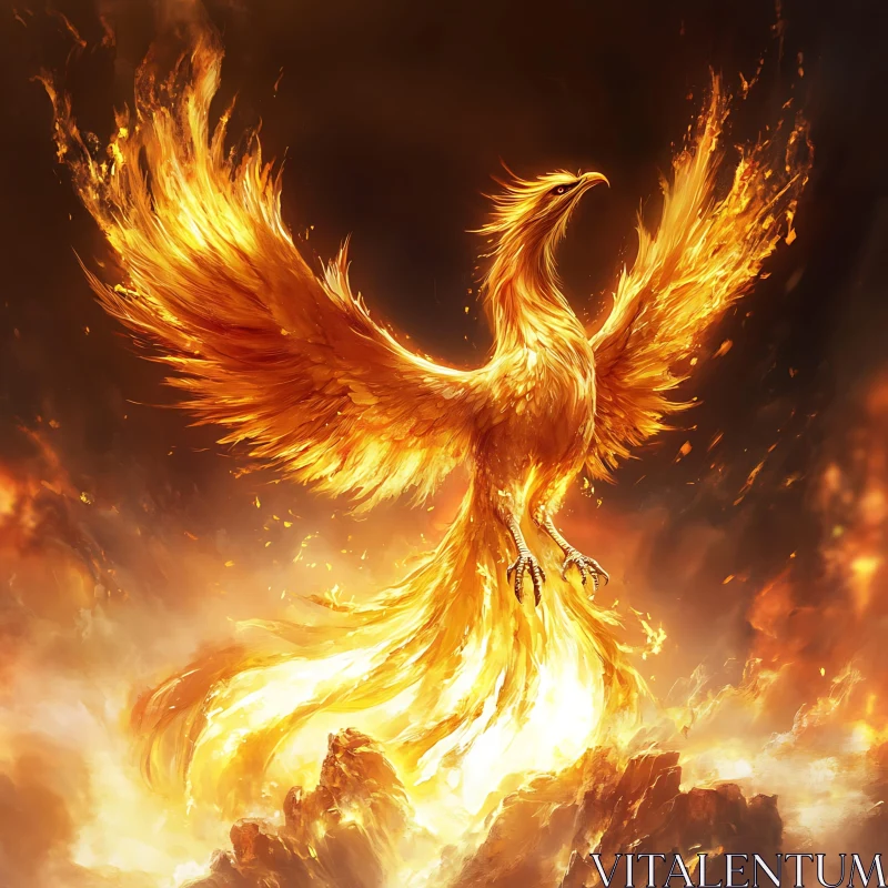 Phoenix Rising from Flames AI Image