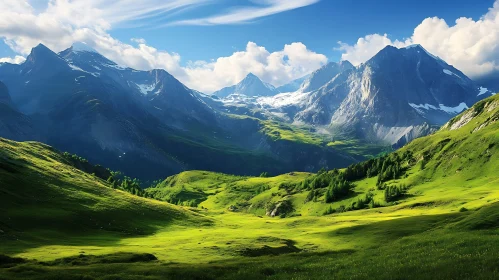 Picturesque Mountain View with Green Valley