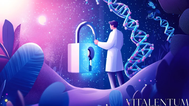 DNA Security Concept: Science and Technology AI Image