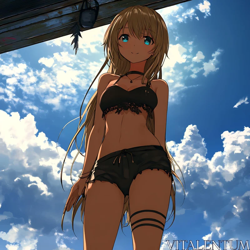 Summer Day Anime Girl AI Image