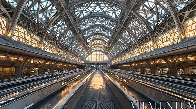 Futuristic Station Interior at Sunset AI Image