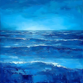 Blue Ocean Painting with Gentle Waves