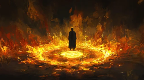 Man Standing in a Ring of Fire