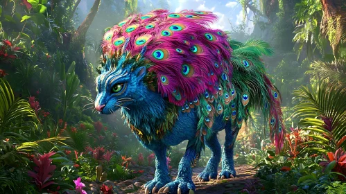 Blue Feline Peacock Hybrid in Nature