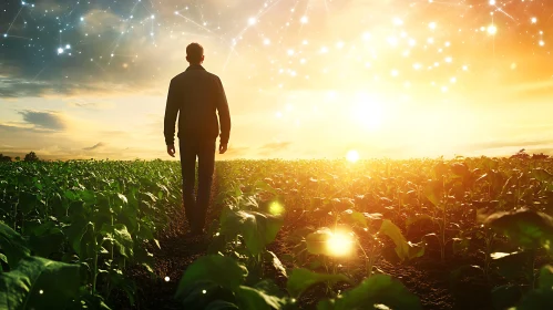 Field Walker with Starry Sky