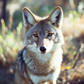 Wild Coyote Stares Intently