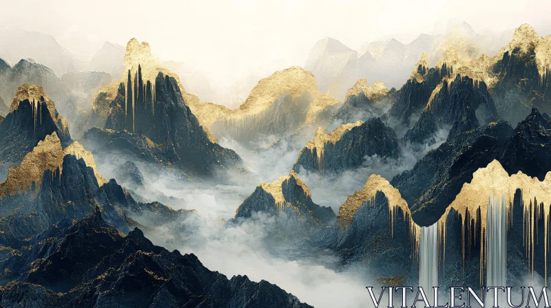 Mountains with Golden Accents AI Image