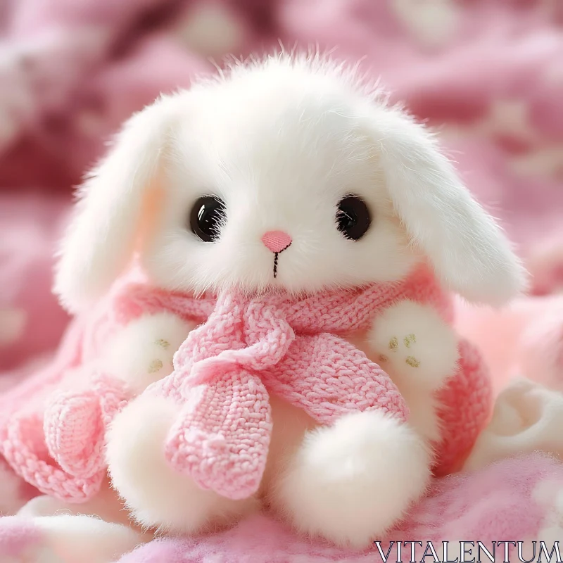 AI ART Fluffy White Rabbit Plush Toy