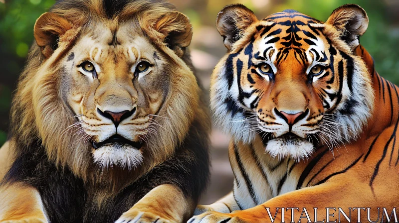 AI ART Lion and Tiger Side-by-Side