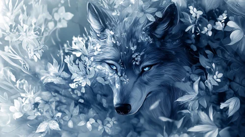 Floral Wolf Portrait