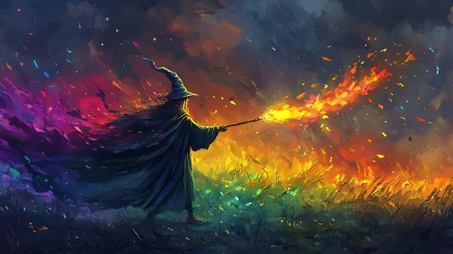 Magical Wizard in Field