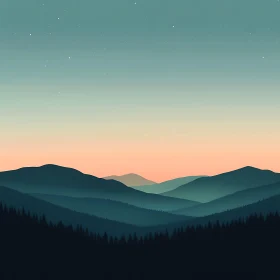 Layered Mountains Under Starry Sky