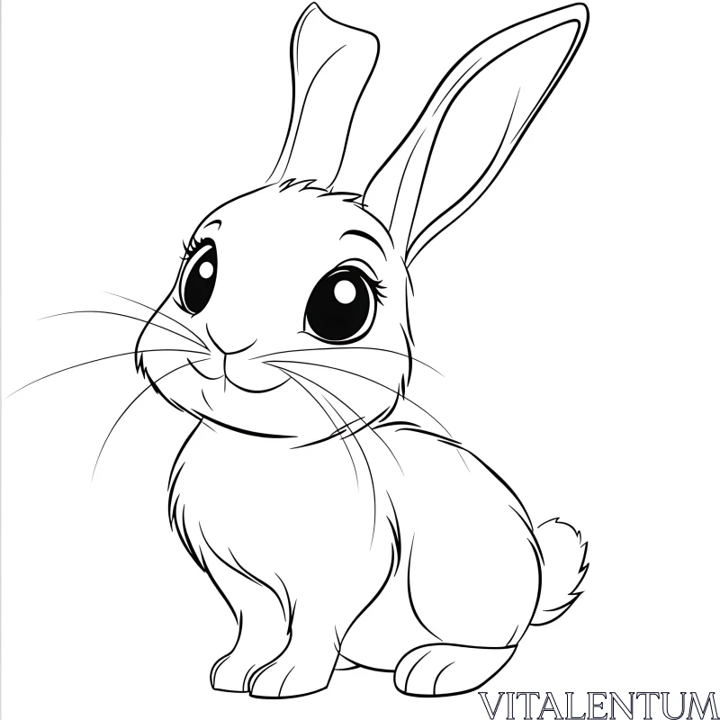 Monochrome Bunny Art: A Charming Animal Sketch AI Image