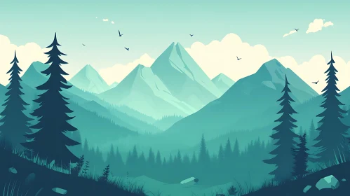 Flat Design Mountain Scenery