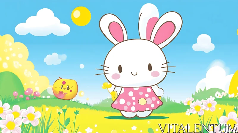 Charming Bunny Cartoon AI Image