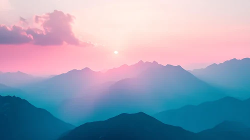 Pink and Blue Mountain Layers